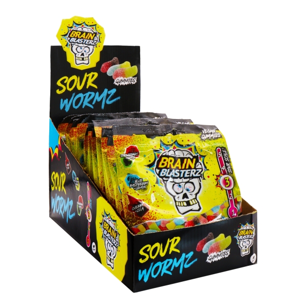 Brain Blasterz Sour Wormz Gummies 16x100gr