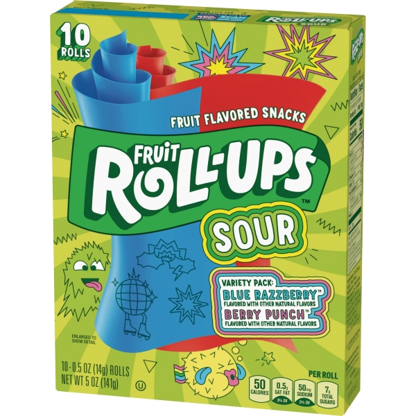 Fruit Roll-Ups Sour Blue Razzberry & Berry Punch 10x141gr