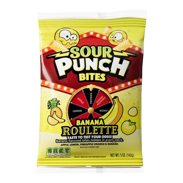 Sour Punch Bites Banana Roulette (peg bag) 12x140gr