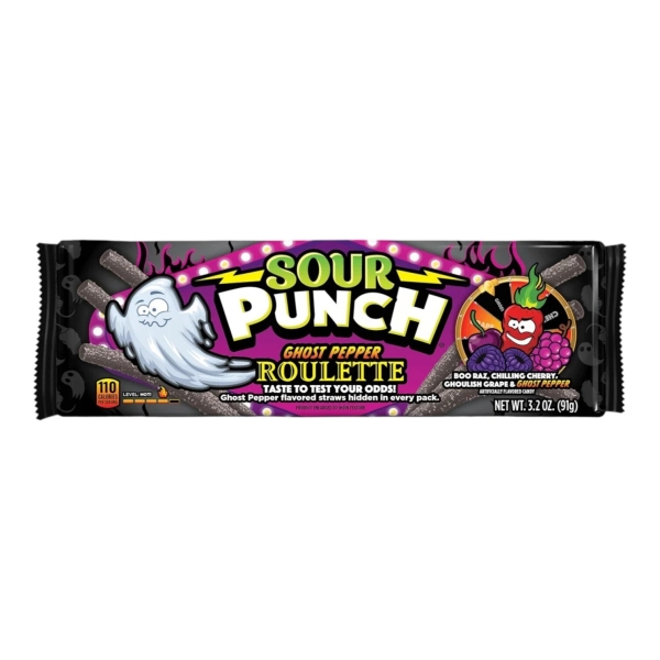 Sour Punch Ghost Pepper Roulette Straws Halloween  24x91gr